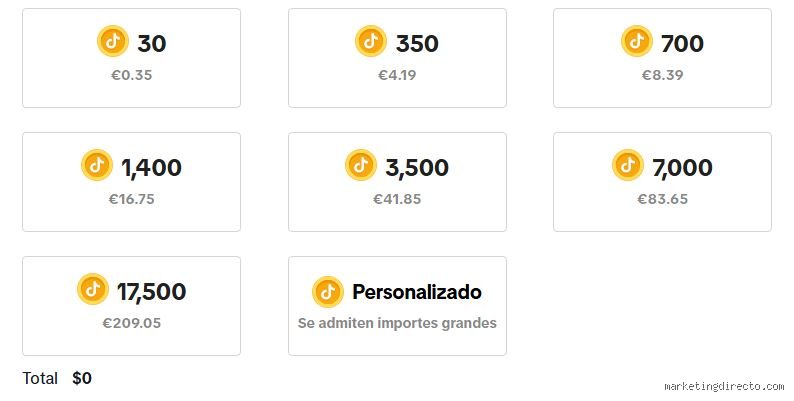 ¿Cuánto cuestan 15.000 monedas en TikTok?