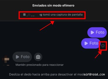 ¿La sesión te notifica si tomas una captura de pantalla?