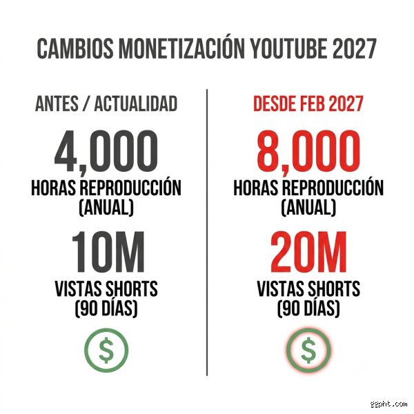 ¿Cuáles son los cambios en la monetización de YouTube?